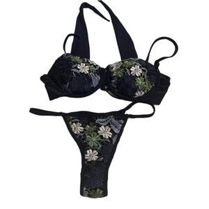 Elegant Black Floral Women's Bikini